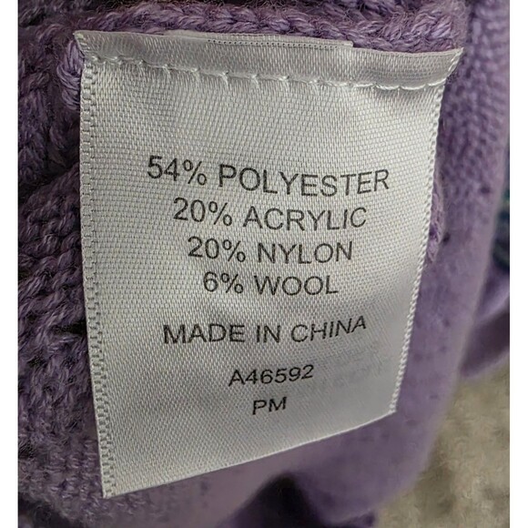 Appleseeds Cardigan Sweater Medium Petite Purple Blue Fair Isle Grandmacore Cozy - Picture 4 of 11